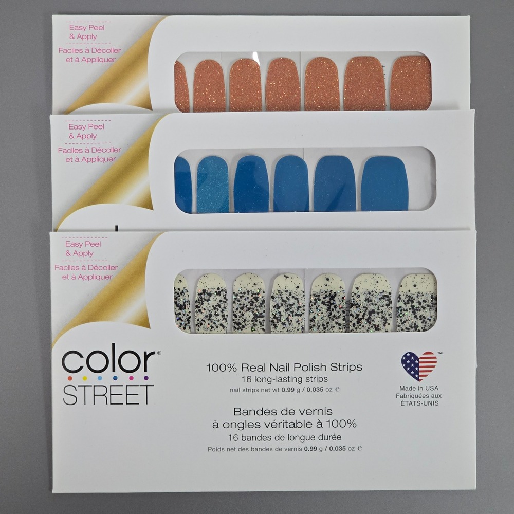 Color Street Glitter‎ Nail Polish Strips Lot of 3 – New & Sealed